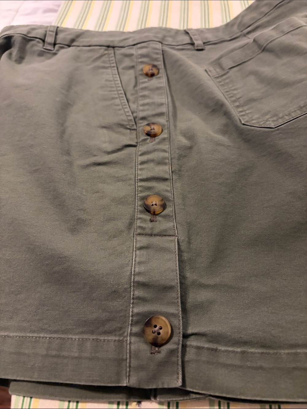 J. Jill Olive Green Button-Accent Utility Shorts - Picture 7 of 7